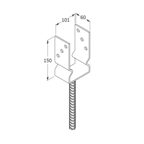 Suport stâlp metalic pentru Lemn 101x150x60x4,0 PSZ100