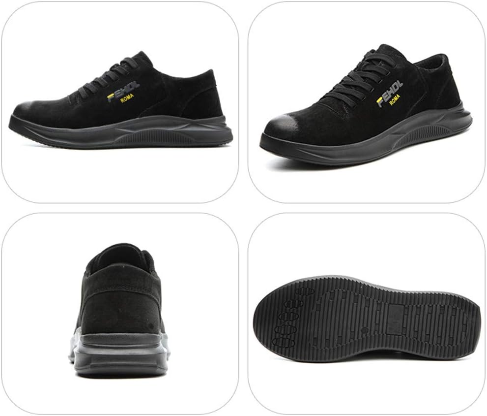 Pantofi de protectie cu bombeu metalic, din piele, usor si confortabil, design frumos, negru