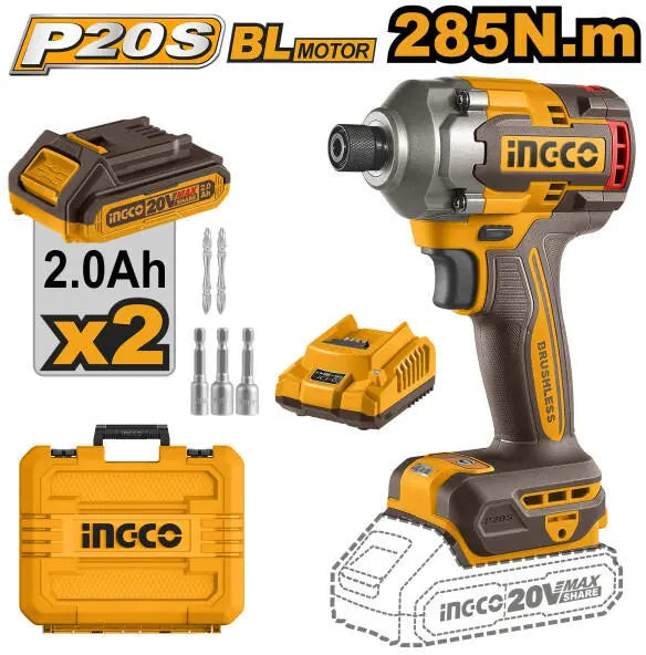 Filetanta cu Impact 20V 1/4 285 Nm cu incarcator si acumulator 2 x 2.0AH