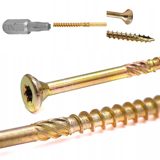 Suruburi lemn pentru dulgherie, cap inecat,bit inclus TX30 - 6x80 mm 200buc/cutie