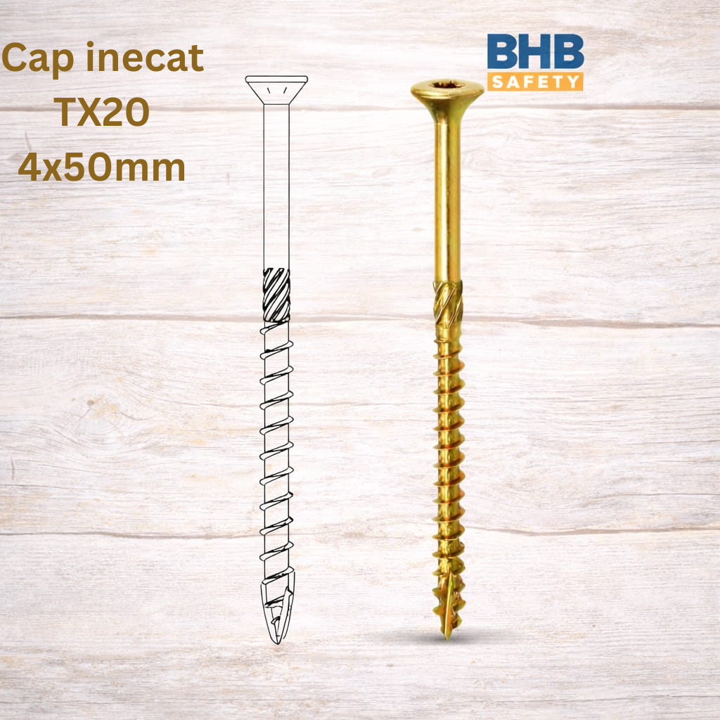 Surub Dulgherie Cap Inecat,zincate,bit inclusTX20 4x50mm – 500buc/cutie