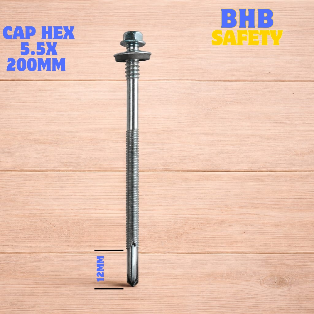 Surub Panou Sandwich autoforant, cu cap hexagonal, saiba si garnitura, Zincat 6.3/5.5, 200mm 50 bucati/cutie