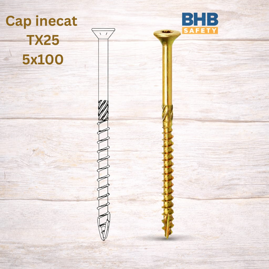 Suruburi lemn pentru dulgherie, cap inecatTX25 - 5x100 mm 200buc/cutie