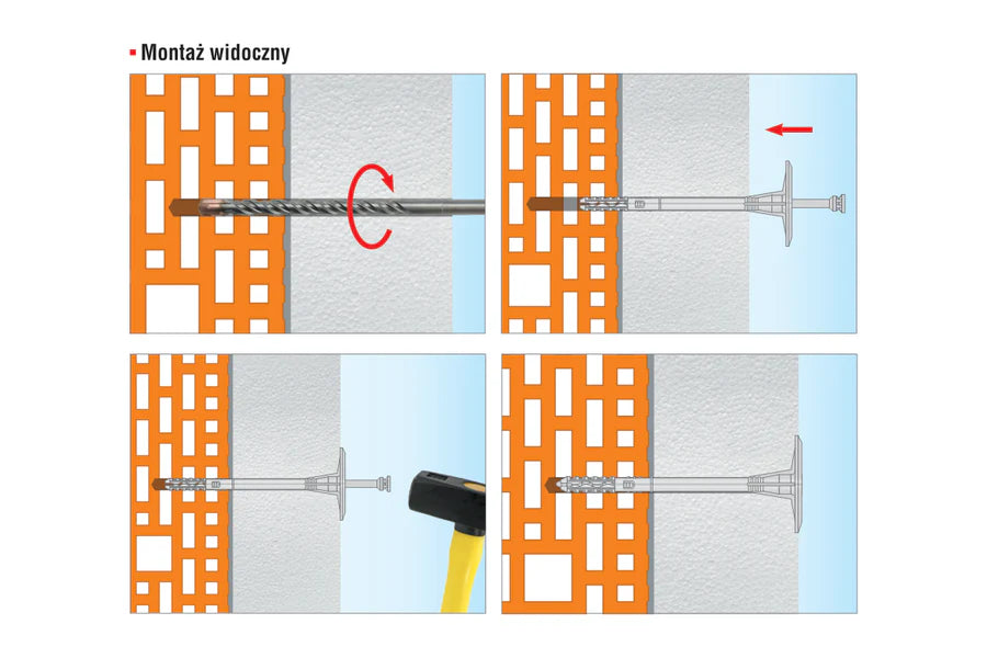 Diblu cu cui metalic pentru polistiren/vata 10x120mm 100buc/cutie