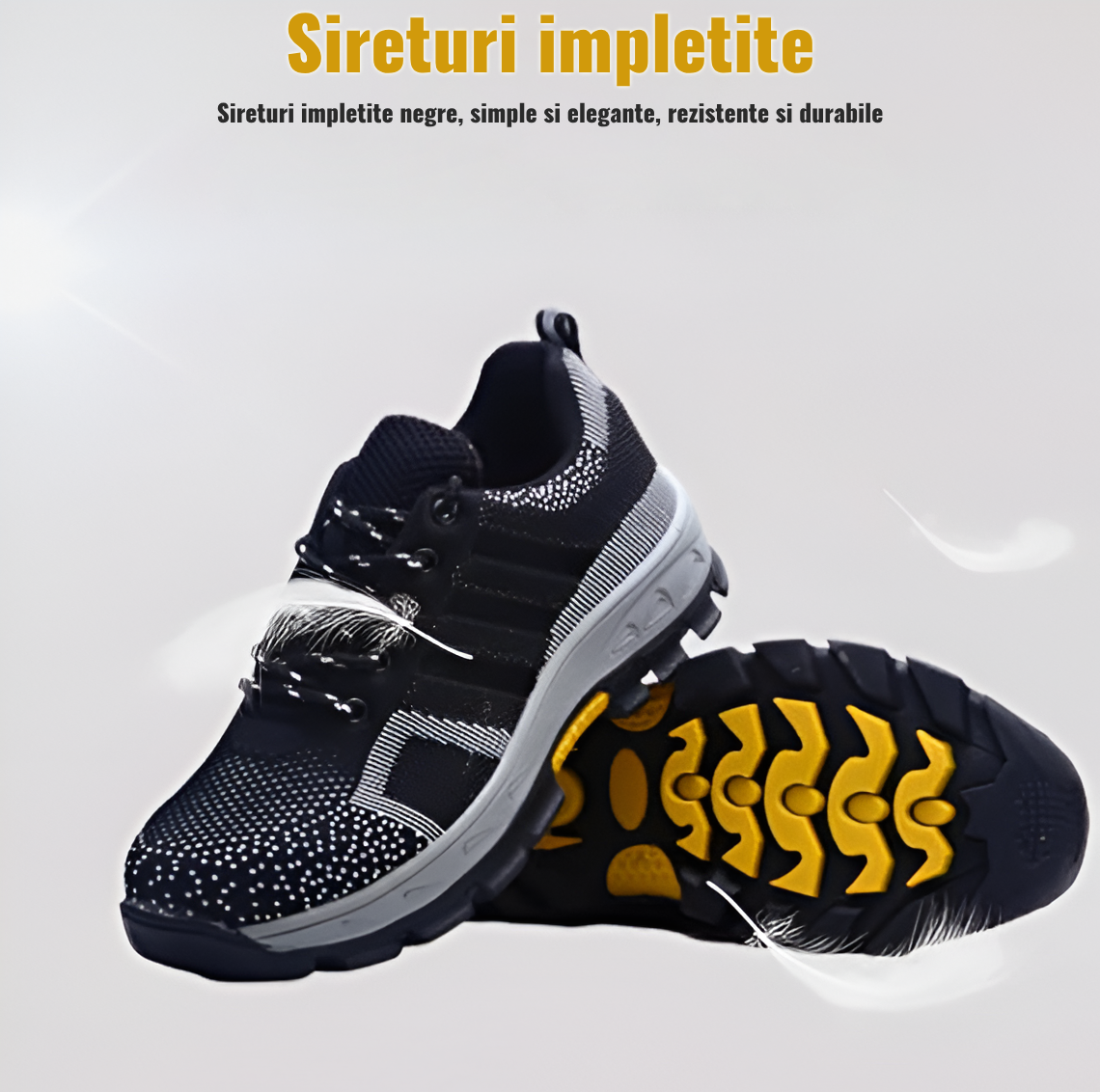 Pantofi de protectie cu bombeu metalic, din panza, usor si confortabil, design frumos, negru cu alb