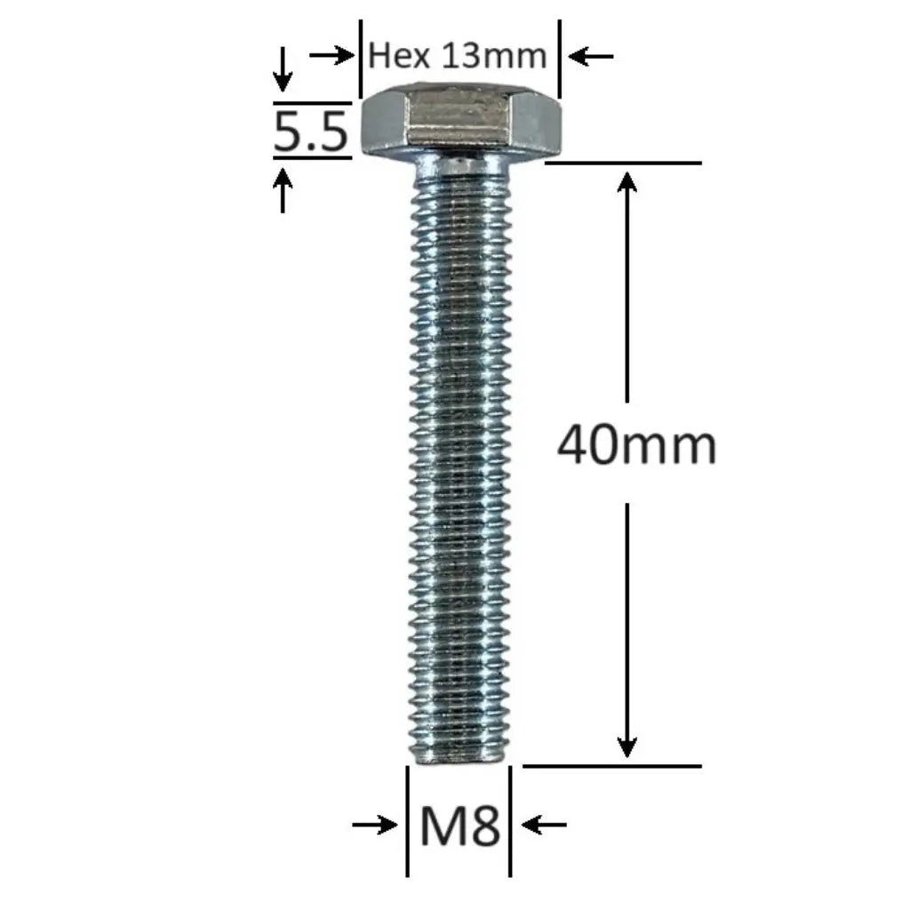 Surub Filet Metric M8x40mm Cap Hexagonal DIN 933 Gr.8.8 – 200buc/cutie