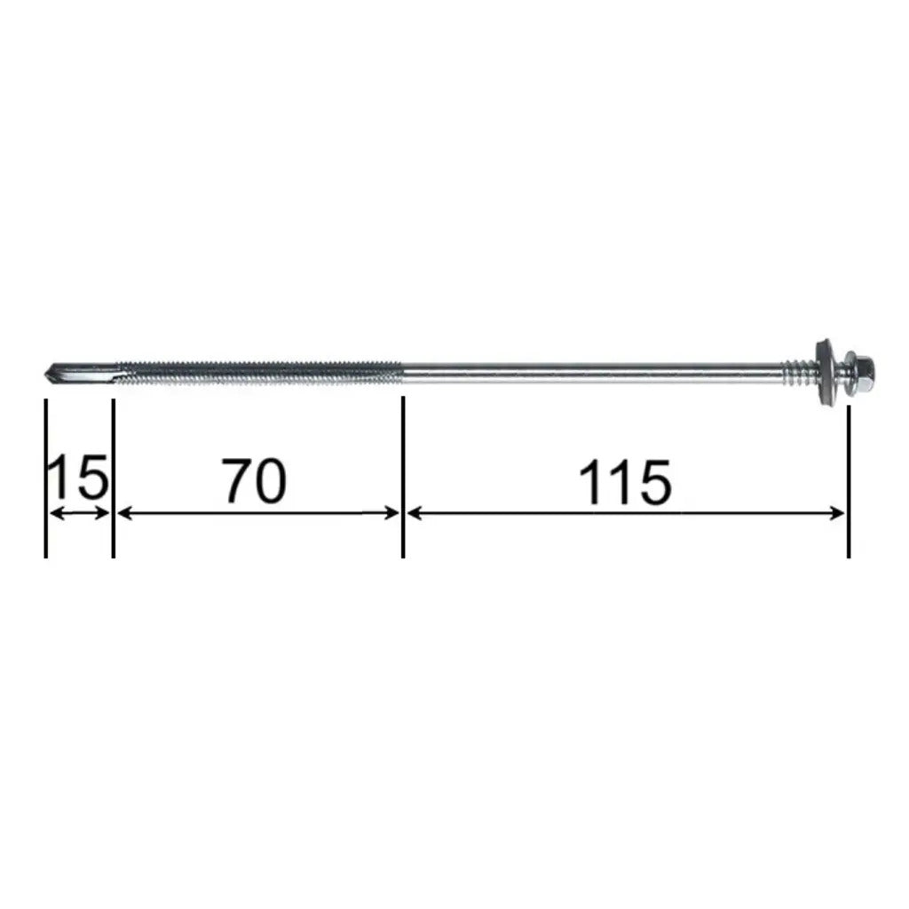 Surub Panou Sandwich autoforant, cu cap hexagonal, saiba si garnitura, Zincat 6.3/5.5, 200mm 50 bucati/cutie