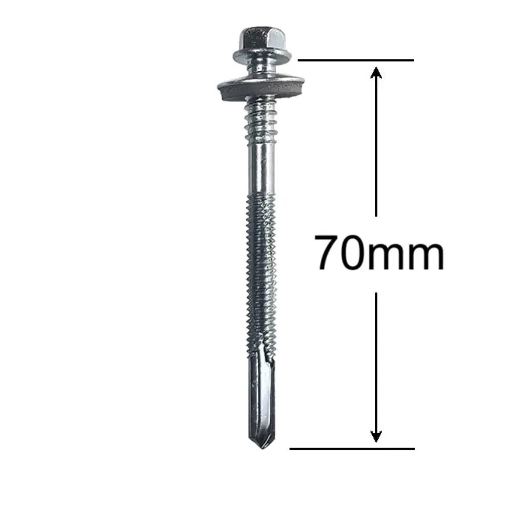 Surub Panou Sandwich autoforant, cu cap hexagonal, saiba si garnitura, Zincat 6.3/5.5, 70mm 50 bucati/cutie