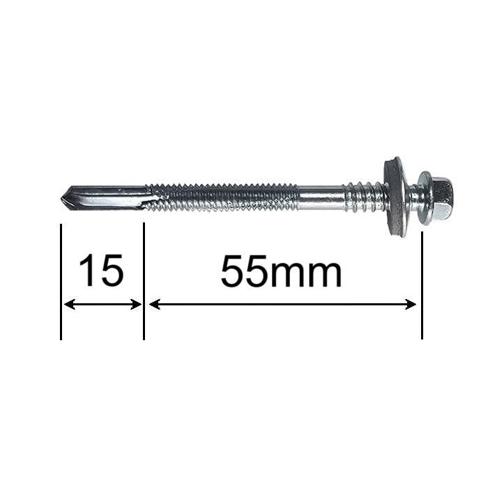 Surub Panou Sandwich autoforant, cu cap hexagonal, saiba si garnitura, Zincat 6.3/5.5, 70mm 50 bucati/cutie