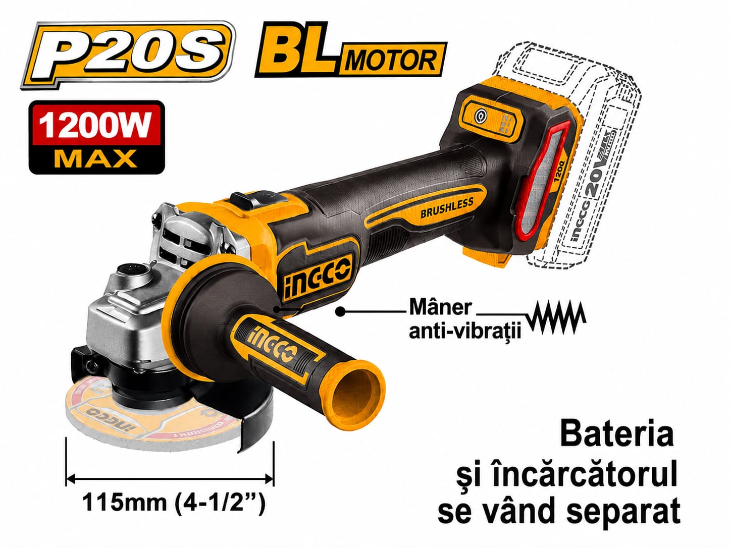 Flex Unghiular 20V 115mm 1200W