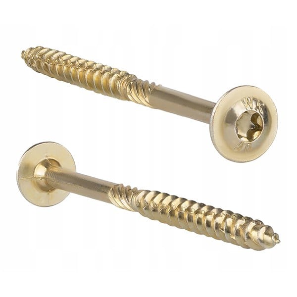 Surub dulgherie pentru lemn, galben, cap plat TX40, 8x80mm 100bucati