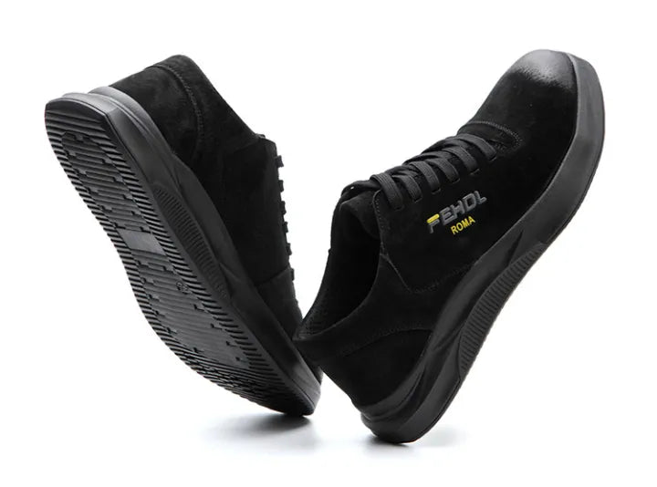 Pantofi de protectie cu bombeu metalic, din piele, usor si confortabil, design frumos, negru