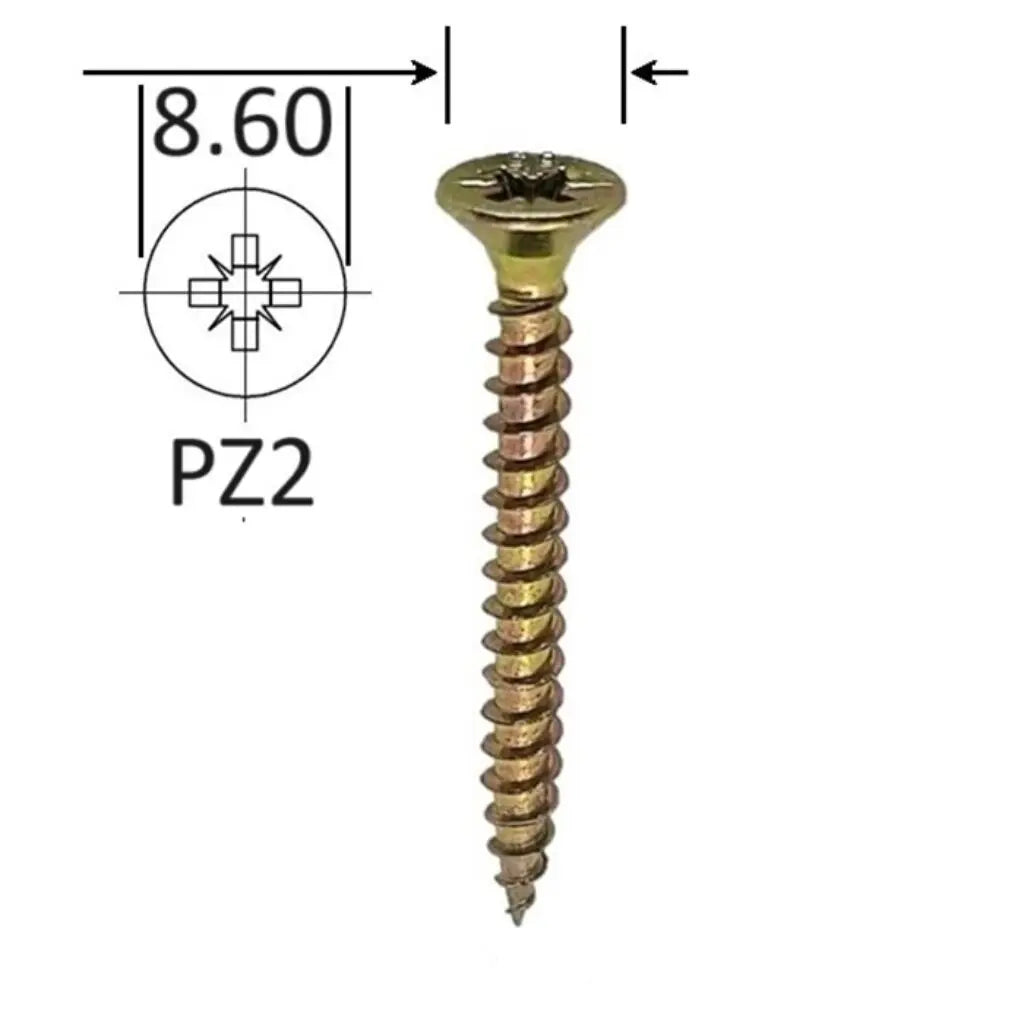 Holsurub galben pentru pal/lemn cap inecat 6x40mm cu cap PZ, 400 buc/cutie