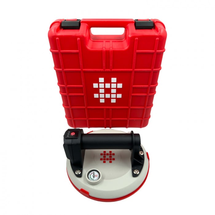 Ventuză cu vacuum Shijing 140 kg, 200 mm, cu manometru (cauciuc alb)