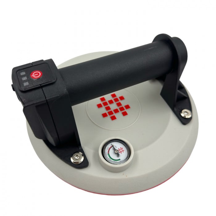 Ventuză cu vacuum Shijing 140 kg, 200 mm, cu manometru (cauciuc alb)