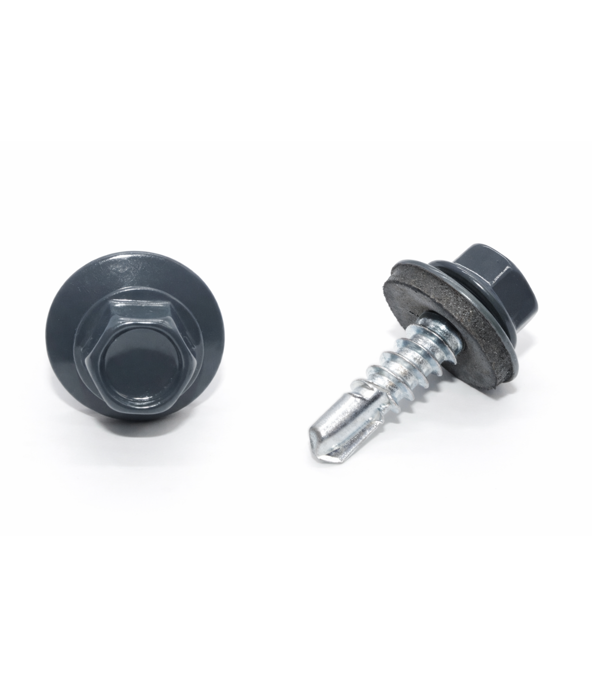 Surub autoforant pentru tigla metalica/tabla, cap hexagonal, 14mm saiba EPDM cu cauciuc, 4.8x19mm RAL 7016 Gri Antracit- 250 buc/cutie