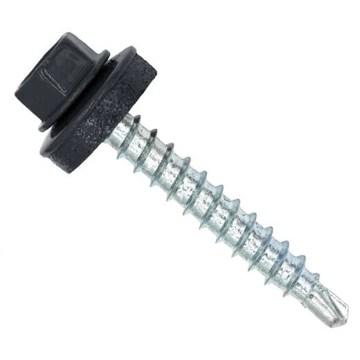 Surub autoforant pentru tigla metalica/tabla, cap hexagonal, 14mm saiba EPDM cu cauciuc, 4.8x25 Gri antracit RAL 7016- 250 buc/cutie