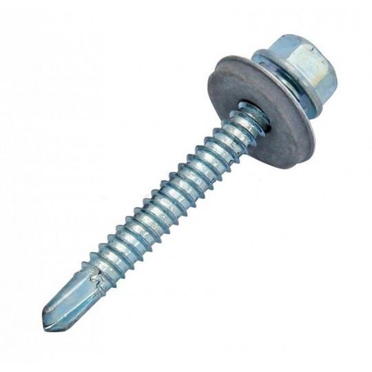 Surub autoforant pentru tigla metalica/tabla, cap hexagonal, 14mm saiba EPDM cu cauciuc, 4.8x55mm Zincat- 200 buc/cutie